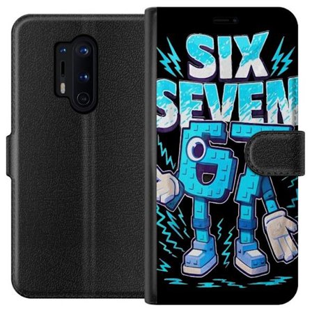Yhteensopiva Lompakkokotelo OnePlus OnePlus 8 Pro Lelukas sininen kuvaus numeroilla Six Seven retro-arkadityyliä vahvalla typografialla ja graafisell