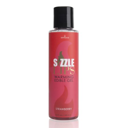 Sizzle Lips Strawberry Warming Edible Gel- Vuxen.se - Smaksatt & ätbart - Massageoljor, ätbar body paint, bj blast, bj spray