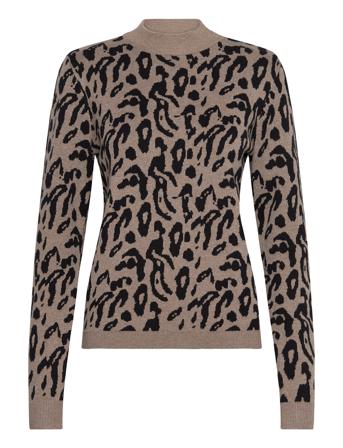Objray L/S Knit Pullover Aop Pullover Brun Object*Betinget Tilbud