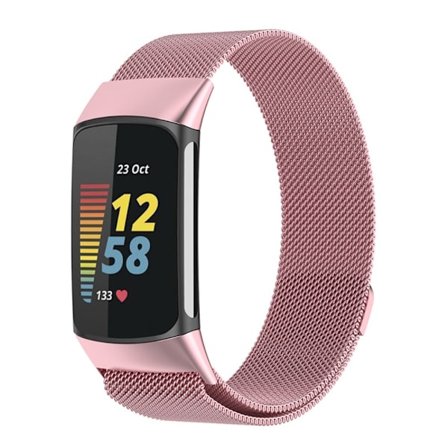 Milanese Loop Armbånd Fitbit Charge 6 Rosa