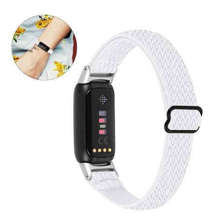 Fitbit Luxe elastiskt klockarmband i nylon - Vit