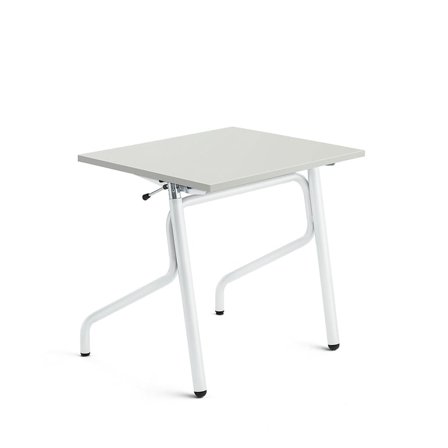 Sit-stand student desk ADJUST, 700x600 mm, high pressure laminate, grey, white