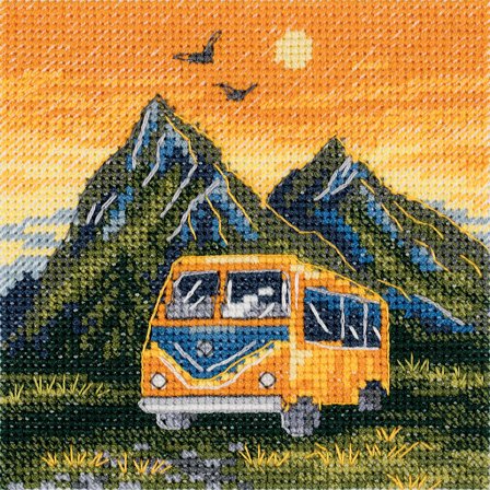 Broderikit Klart "Solnedgångstur" 10 x 10 cm
