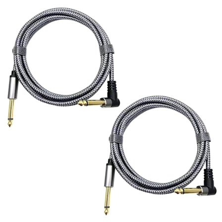 2 st vävda gitarrkablar signalöverföring slitstark syrefri koppar