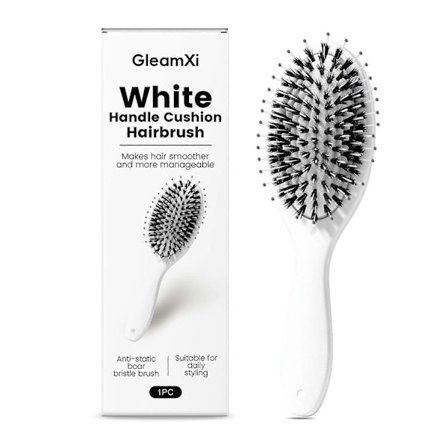 Hårbørste med luftpude til kvinder - Hovedbundsmassagebørste med vildsvinehår, udredningsbørste til tykt og fint hår