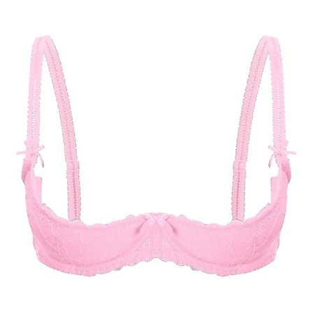 Dame 1/2 kop push-up bøjle blonde bh lingeri åben bryst kop bh toppe justerbar strop svamp polstret brassiere undertøj