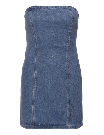 ROTATE Birger Christensen | Rhinestone Denim Dress | 40