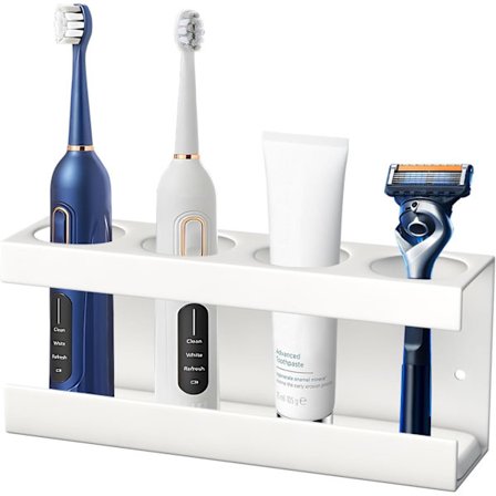 Tandbørsteholder (Hvid 4 Huller), Væghængt Tandbørsteholder