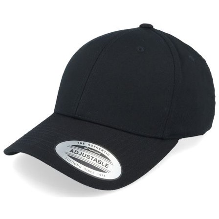 Yupoong - Svart adjustable Keps - Curved Black Adjustable @ Hatstore