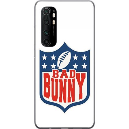 Kompatibelt Mobildeksel til Xiaomi Mi Note 10 Lite Bad Bunny rød grafisk plakat med portrett og typografi i latinamerikansk popdesign