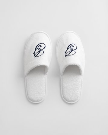 GANT Wohnaccessoires Bestickte Hausschuhe (S-M) Weiß