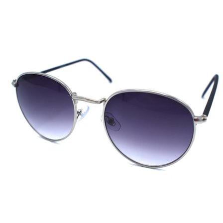 Sølvfargede solbriller med mørke glass