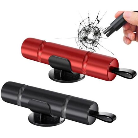 Vinduesknuser, sikkerhedsselekniv, 2 stk. sikkerhedshammer rød/sort, 2 i 1 sikkerhedshammer & sikkerhedsselekniv, bærbar nødudgang til bilen