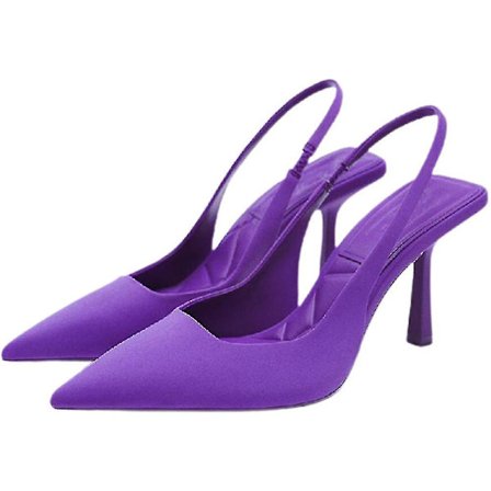Dam Pointed Toe Klack Sandaler Fest Ankelrem Slingback Stiletto Höga Klackar Slip On Mules Skor.40.Lila