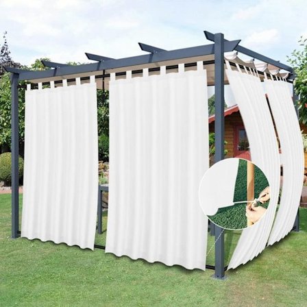 Qelus Ulkoverhot Terassille Puutarhaan Pergolalle, 230gsm UV-kestävä Lämpöä Estävä - Valkoinen - 132x274cm