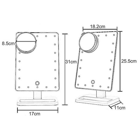 Förstoringsglas LED Pekskärm Smink Spegel 20 LED-lampor Kosmetisk