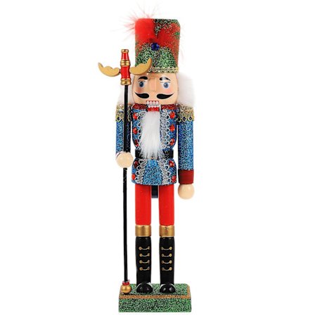 Juletræsnøddeknækker af træ i tegneserie-stil til dekoration af skrivebordet - Kreativ trædukkepynt (FMY)