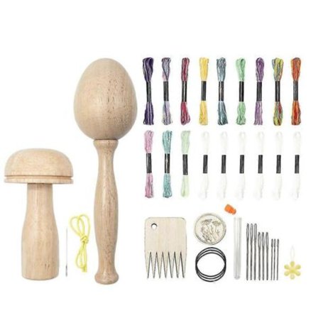 2 stk. Stoppeforsyningssæt Stoppeæg til sokker Stoppesvamp Træstoppeforsyninger med Eye-Yvan