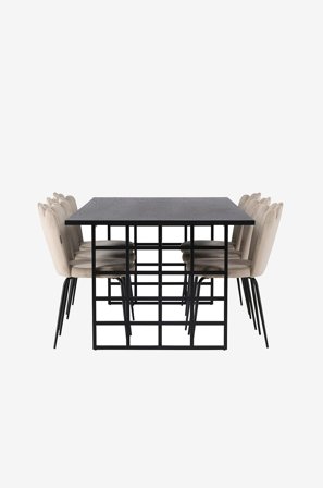 Venture Home - Spisegruppe Ystad med 6 stk stoler Limhamn - Svart - Spisegruppe 6 personer - Fra Homeroom