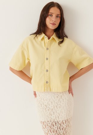 Pieces - Pcsky Ss A-shape Denim Top - French Vanilla