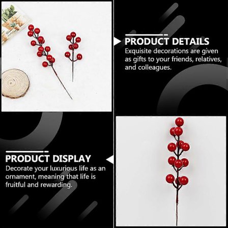 Røde kunstige bær Falske kristtornbær dekorasjon 20 stk for hjemmeinnredning[HK]