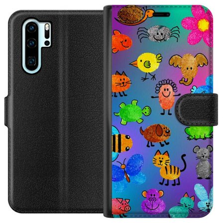 Kompatibelt Lommeboketui til Huawei P30 Pro Little Scribble Friends