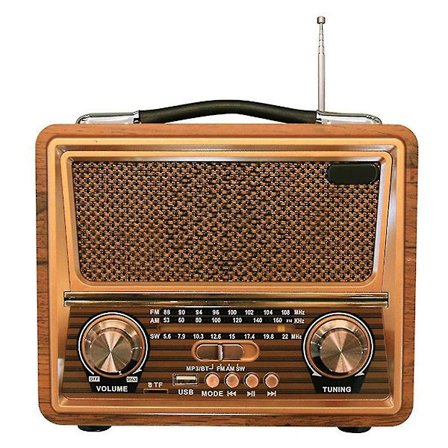 Trä Retro Radio, Am Sw Fm Radio, Trådlös Bluetooth-högtalare, Mini Audio Utomhus Hög Volym För