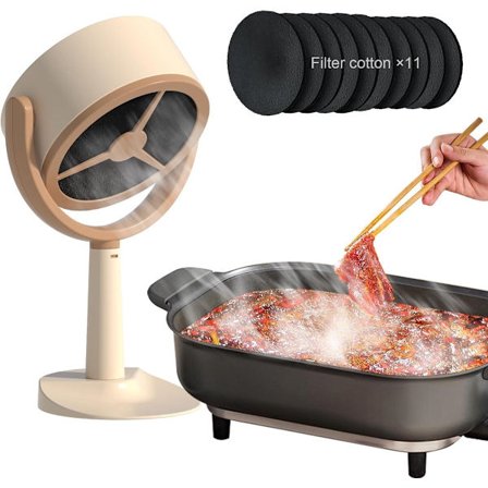 Bærbar skrivebordsvifte med 12 aktiverte karbonfiltre, mini bærbar komfyrvifte, egnet for innendørs grilling og kontroll av matos