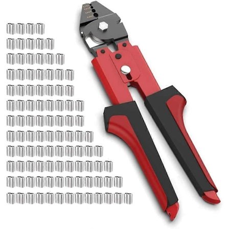 Wire Crimping Tool Håndpresseverktøy 0.1mm-2.2mm Fiske Crimping Tang med 100PCS Dobbel Ferrule Crimping Loop Sleeves Kit