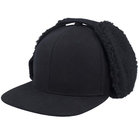 Equip - Black earflap Czapka Z Daszkiem - Canvas Flatbrim Black Earflap @ Hatstore