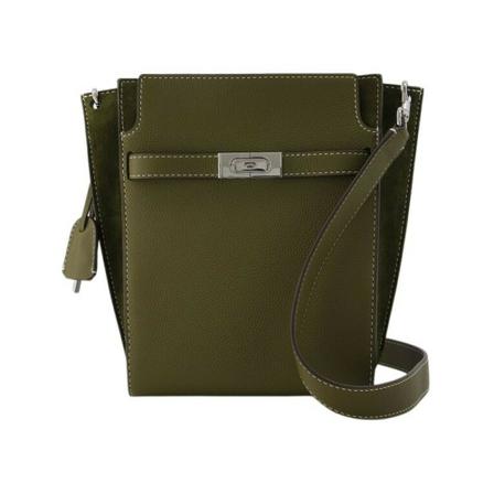 Tory Burch Lee Radziwill Pebbled Bucket Väska grön, Dam Axelremsväskor, Dam, Storlek: ONE SIZE