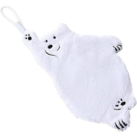 (Vit isbjørn) Søt hengende håndkle, løkke tegneserie ansiktshåndkle, mykt kjøkkenhåndkle