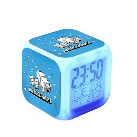 Minecraft Game Surrounding Colorful Square Night Light Bedside Alarm Clock Birthday Gift Style C