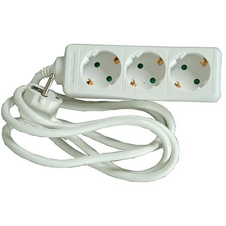 LKB 2403259 Grenuttak 3-veis, jordet, hvit, Stikkontakter & kabler