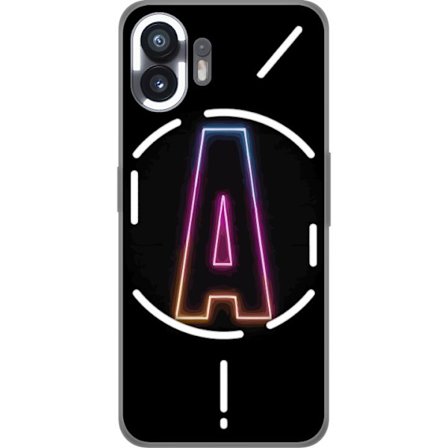 Kompatibel Mobilcover til Nothing Nothing Phone (2) Minimalistisk neonbogstav A i regnbuefarvet lys mod sort baggrund i moderne typografisk stil