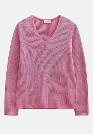 Freequent - Ribbestrikket bomullstrøye i rosa i størrelse L (42) - Cellbes