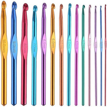 Heklenål, 14 stk aluminium heklenåler sett nåler, farge