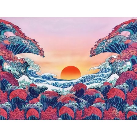 Gobeläng Sunset gobeläng 3D stor våg gobeläng japansk rum gobelänger