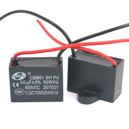2 kpl CBB61 3uF 450V AC 50/60Hz Tuuletinmoottorin virtakondensaattori