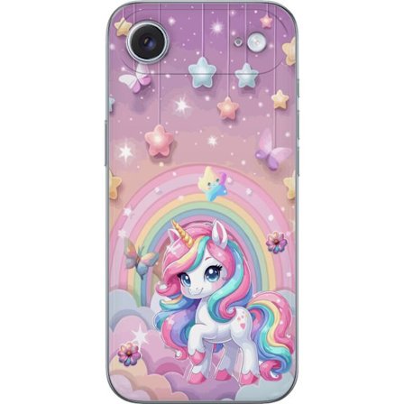 Kompatibel Mobilcover til Apple iPhone 17 Air Magisk enhjørning med regnbue manke, stjerner og sommerfugle mod en pastelfarvet himmel med skyer