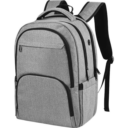 17 tommer Rejse Laptop Rygsæk, Herre Arbejdsrygsæk med USB-opladningsport og Bagageærme, Herre Vandtæt College Rygsæk (Grå)