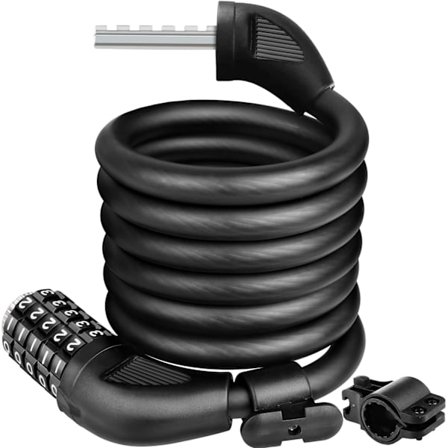 Sykkellås - 1500mm x 12mm Lang Heavy Duty Kabel Lås 5 Siffer Koder Låser Sykkel Tilbehør for Sykkel, Moto, Dør, Gjerde