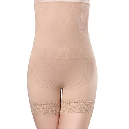 Shapewear Shorts, Høj Talje, Blonder - Beige