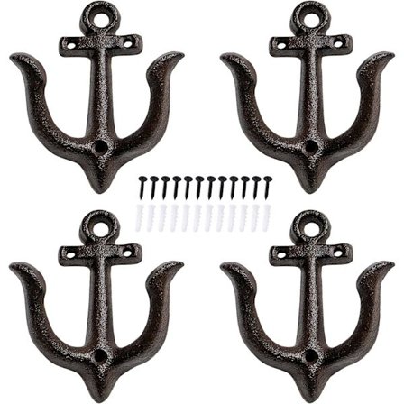 Dekorativa väggkrokar Monterade Antik Shabby Chic Metall Gjutjärn Nautisk Ankare Design Väggkrokar Hängare, Vintage Rustik Gjutjärn Väggkrokar, Skruv