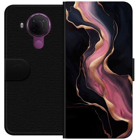 Kompatibelt Plånboksfodral till Nokia Nokia 5.4 Marmor Mönster Lyx Design Natur