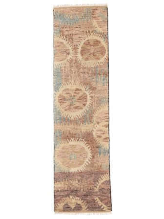 Hand Knotted Oushak Indo Rug 80X301 Brown/Orange
