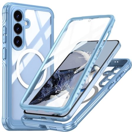 SKALO Samsung S25 FE Shockproof Clear Hybrid+Skærmbeskyttelse Cover - Blå