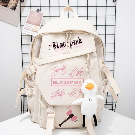 Blackpink Rygsæk Laptop Taske Skoletaske Bogtaske (Tilfældige ornamenter)