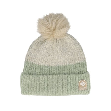 Columbia - Zelená pom Beanie - Winter Blur Beanie Safari, Chalk Pom @ Hatstore