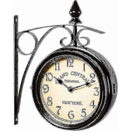 Seinäkellon Taottu Rauta Puutarhakellon Käsintehty 2-puolinen Kello Grand Central Terminal New York